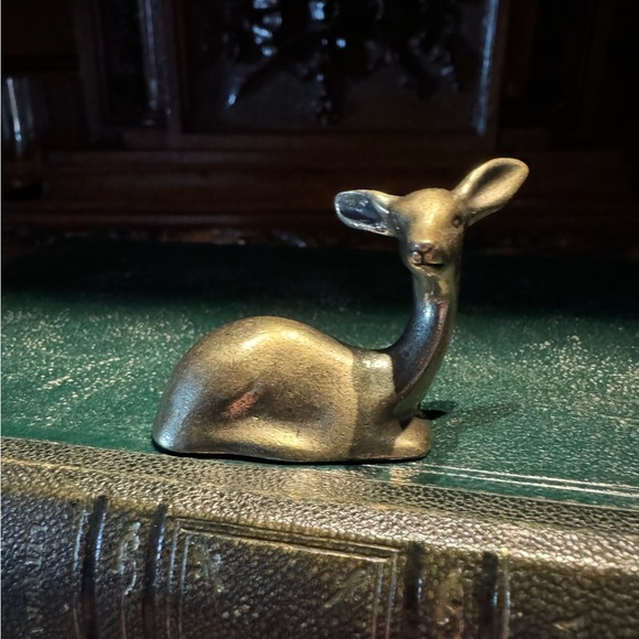 Other - Solid Brass Resting Deer Vintage-style Sculpture Desk Decor